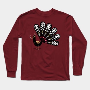 Smoking Peacock with Skulls Long Sleeve T-Shirt